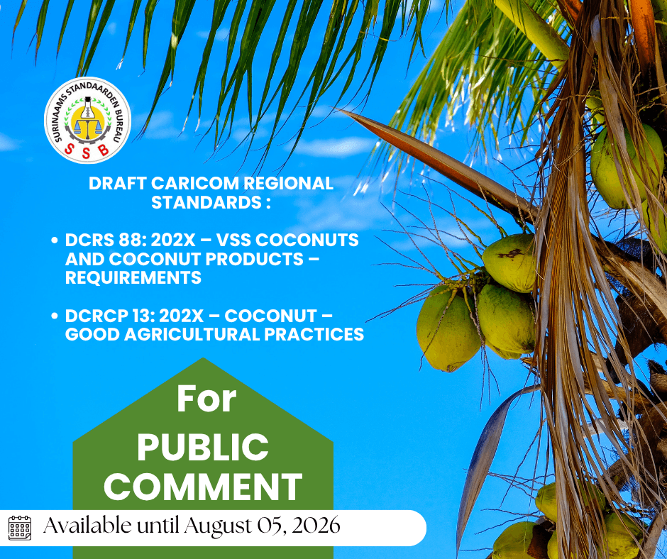 Draft ‘CARICOM Regionale Standaarden - Coconut Products’ voor Public Comment